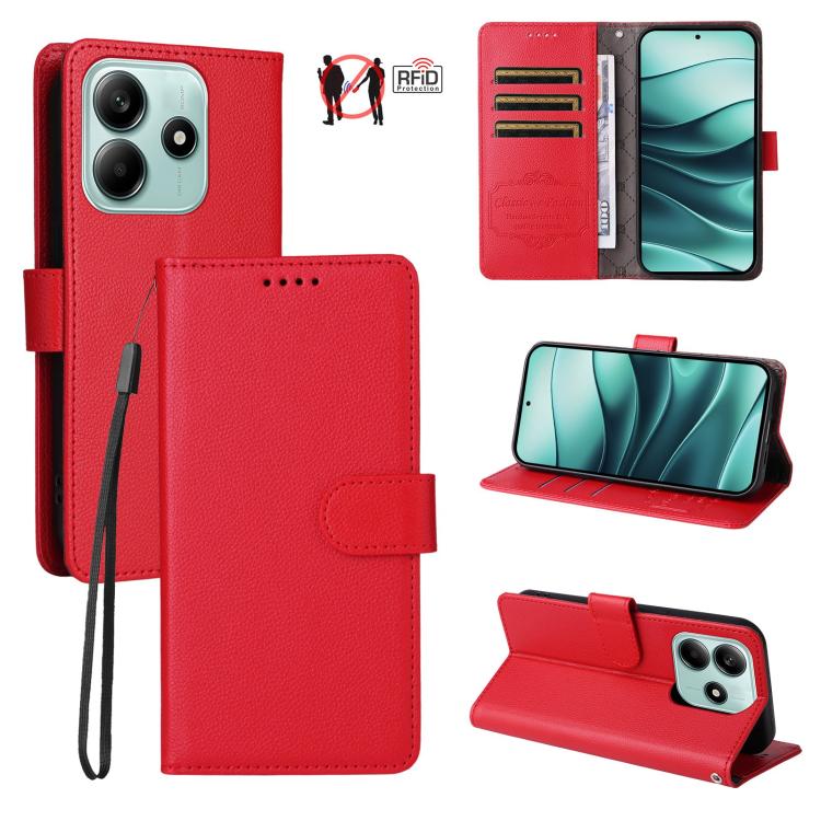 Litchi Texture RFID Blocking 3-Card Wallet Leather Phone Case, For Redmi K80 / Poco F7 Pro, For Redmi 14C 4G / 5G / 14R / Poco M7, For Redmi Note 14 4G Global 164.84mm, For Redmi Note 14 Pro 5G / 14 Pro+ 5G, For Redmi Turbo 4 5G / Poco X7 Pro 5G       ...