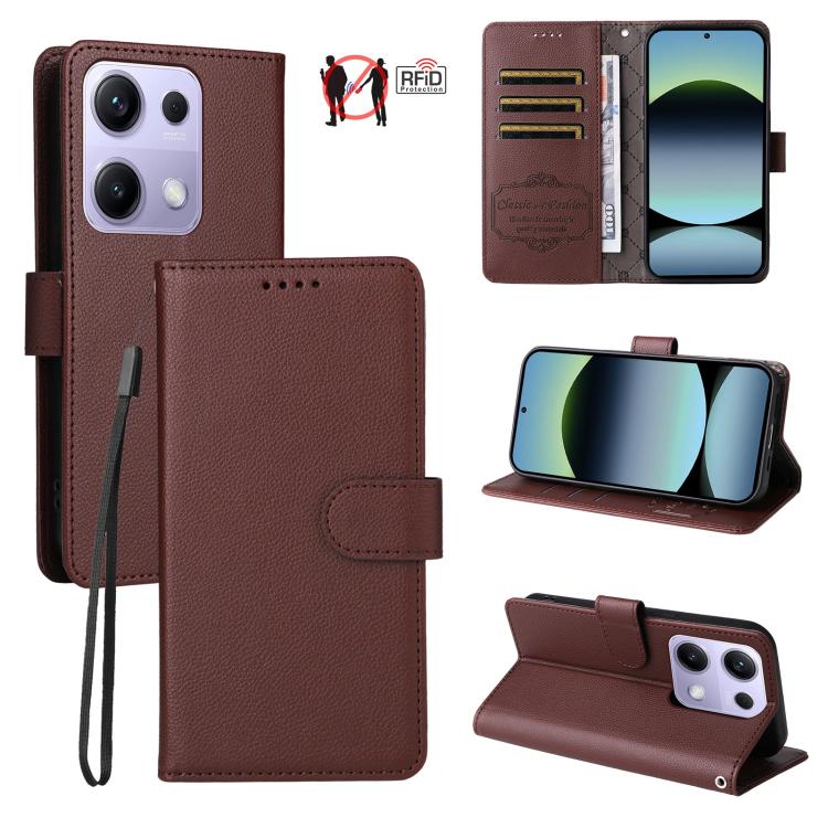 Litchi Texture RFID Blocking 3-Card Wallet Leather Phone Case, For Redmi A5 4G Global 171.7mm, For Redmi Note 14S / 13 Pro 4G Global, For Redmi K80 Pro / Poco F7 Ultra, For Redmi K80 / Poco F7 Pro, For Redmi 14C 4G / 5G / 14R / Poco M7                 ...