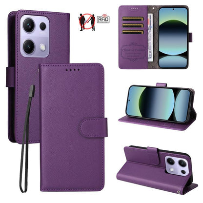 Litchi Texture RFID Blocking 3-Card Wallet Leather Phone Case, For Redmi A5 4G Global 171.7mm, For Redmi Note 14S / 13 Pro 4G Global, For Redmi K80 Pro / Poco F7 Ultra, For Redmi K80 / Poco F7 Pro, For Redmi 14C 4G / 5G / 14R / Poco M7                 ...
