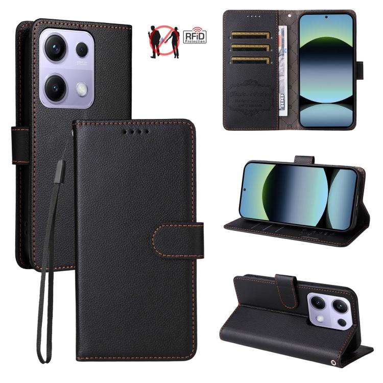 Litchi Texture RFID Blocking 3-Card Wallet Leather Phone Case, For Redmi A5 4G Global 171.7mm, For Redmi Note 14S / 13 Pro 4G Global, For Redmi K80 Pro / Poco F7 Ultra, For Redmi K80 / Poco F7 Pro, For Redmi 14C 4G / 5G / 14R / Poco M7                 ...