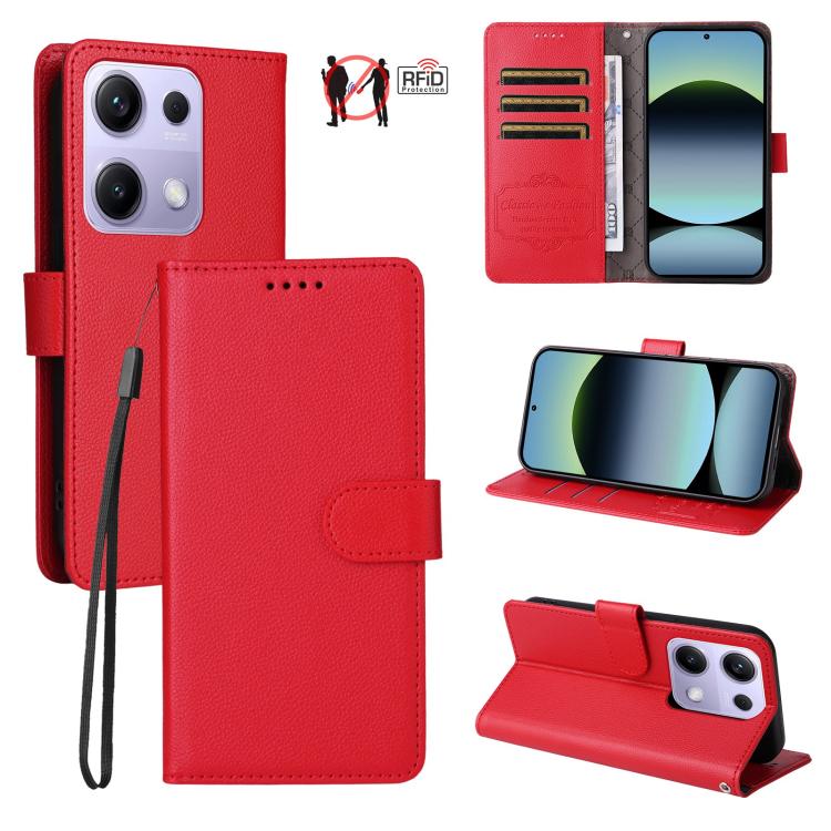 Litchi Texture RFID Blocking 3-Card Wallet Leather Phone Case, For Redmi A5 4G Global 171.7mm, For Redmi Note 14S / 13 Pro 4G Global, For Redmi K80 Pro / Poco F7 Ultra, For Redmi K80 / Poco F7 Pro, For Redmi 14C 4G / 5G / 14R / Poco M7                 ...