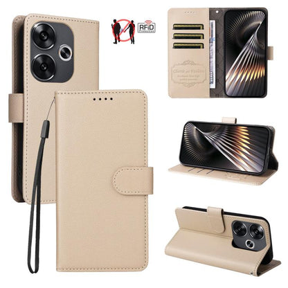 Litchi Texture RFID Blocking 3-Card Wallet Leather Phone Case, For Redmi K80 / Poco F7 Pro, For Redmi 14C 4G / 5G / 14R / Poco M7, For Redmi Note 14 4G Global 164.84mm, For Redmi Note 14 Pro 5G / 14 Pro+ 5G, For Redmi Turbo 4 5G / Poco X7 Pro 5G       ...