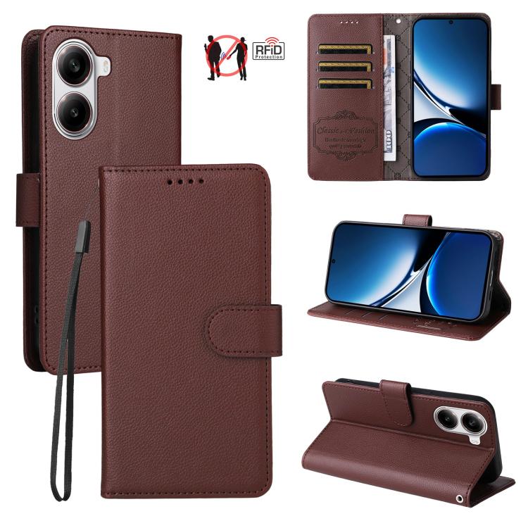 Litchi Texture RFID Blocking 3-Card Wallet Leather Phone Case, For Redmi K80 / Poco F7 Pro, For Redmi 14C 4G / 5G / 14R / Poco M7, For Redmi Note 14 4G Global 164.84mm, For Redmi Note 14 Pro 5G / 14 Pro+ 5G, For Redmi Turbo 4 5G / Poco X7 Pro 5G       ...