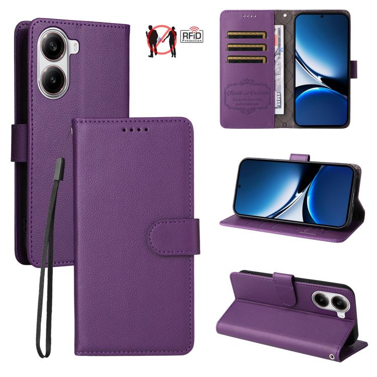 Litchi Texture RFID Blocking 3-Card Wallet Leather Phone Case, For Redmi K80 / Poco F7 Pro, For Redmi 14C 4G / 5G / 14R / Poco M7, For Redmi Note 14 4G Global 164.84mm, For Redmi Note 14 Pro 5G / 14 Pro+ 5G, For Redmi Turbo 4 5G / Poco X7 Pro 5G       ...