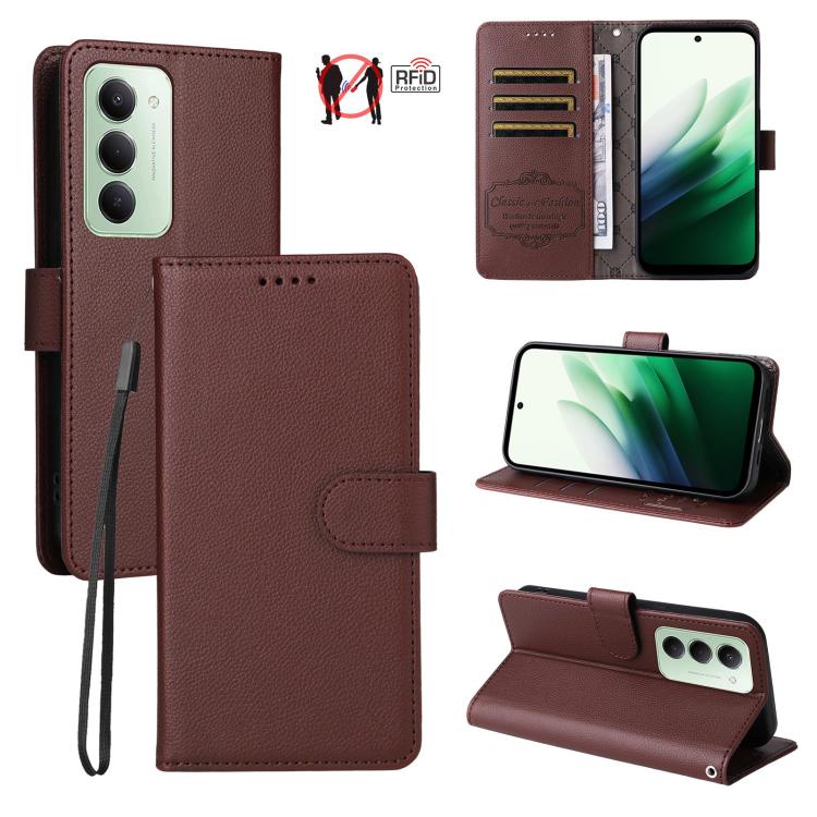Litchi Texture RFID Blocking 3-Card Wallet Leather Phone Case, For Redmi 15a 5G, For Redmi Turbo 5 Max 5G / Poco X8 Pro Max 5G, For Redmi Turbo 5 5G / Poco X8 Pro 5G, For Redmi Note 15 Pro+ 5G Global 163.3mm, For Redmi Note 15 4G / 5G Global 164mm     ...