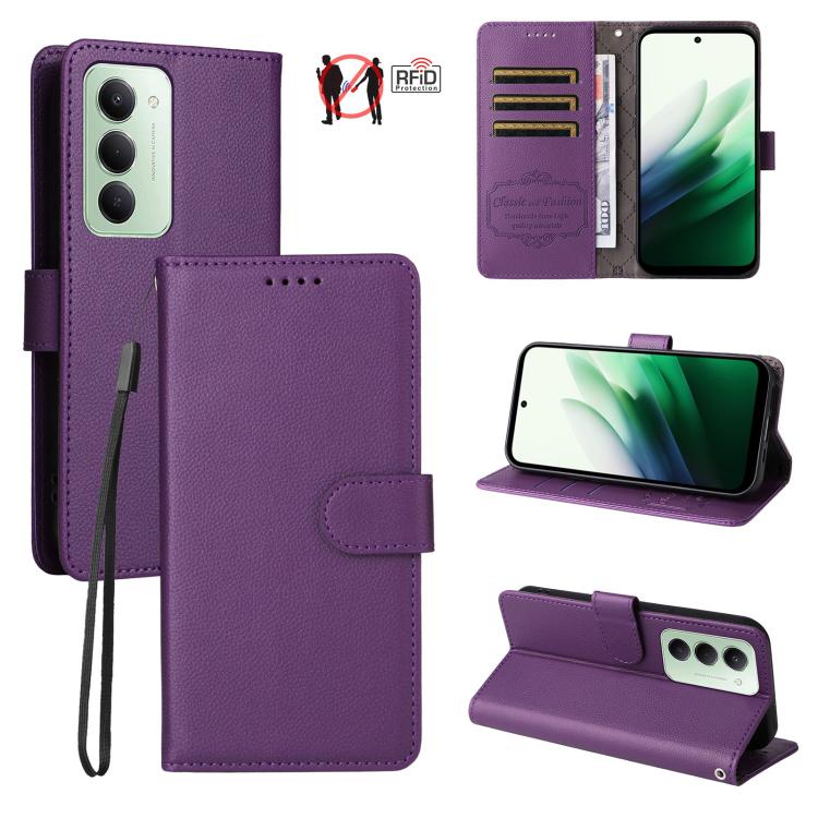 Litchi Texture RFID Blocking 3-Card Wallet Leather Phone Case, For Redmi 15a 5G, For Redmi Turbo 5 Max 5G / Poco X8 Pro Max 5G, For Redmi Turbo 5 5G / Poco X8 Pro 5G, For Redmi Note 15 Pro+ 5G Global 163.3mm, For Redmi Note 15 4G / 5G Global 164mm     ...