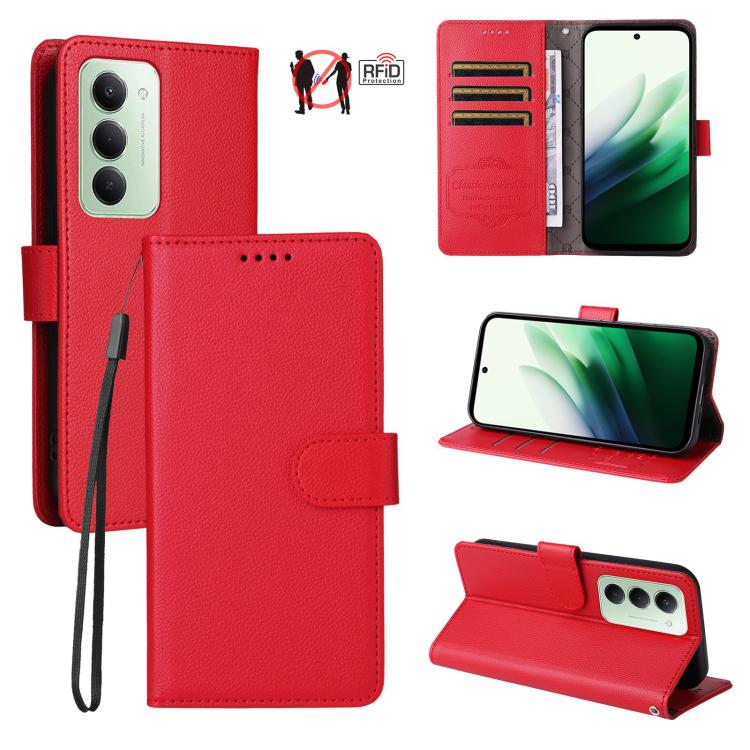 Litchi Texture RFID Blocking 3-Card Wallet Leather Phone Case, For Redmi 15a 5G, For Redmi Turbo 5 Max 5G / Poco X8 Pro Max 5G, For Redmi Turbo 5 5G / Poco X8 Pro 5G, For Redmi Note 15 Pro+ 5G Global 163.3mm, For Redmi Note 15 4G / 5G Global 164mm     ...