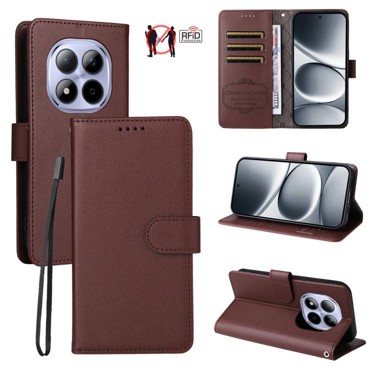 Litchi Texture RFID Blocking 3-Card Wallet Leather Phone Case, For Redmi 15a 5G, For Redmi Turbo 5 Max 5G / Poco X8 Pro Max 5G, For Redmi Turbo 5 5G / Poco X8 Pro 5G, For Redmi Note 15 Pro+ 5G Global 163.3mm, For Redmi Note 15 4G / 5G Global 164mm     ...