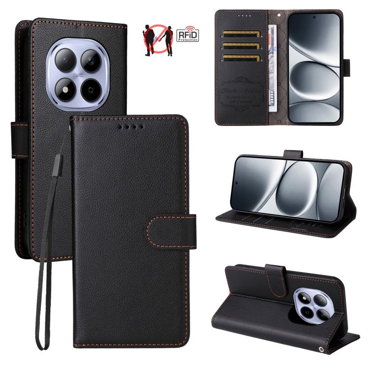 Litchi Texture RFID Blocking 3-Card Wallet Leather Phone Case, For Redmi 15a 5G, For Redmi Turbo 5 Max 5G / Poco X8 Pro Max 5G, For Redmi Turbo 5 5G / Poco X8 Pro 5G, For Redmi Note 15 Pro+ 5G Global 163.3mm, For Redmi Note 15 4G / 5G Global 164mm     ...