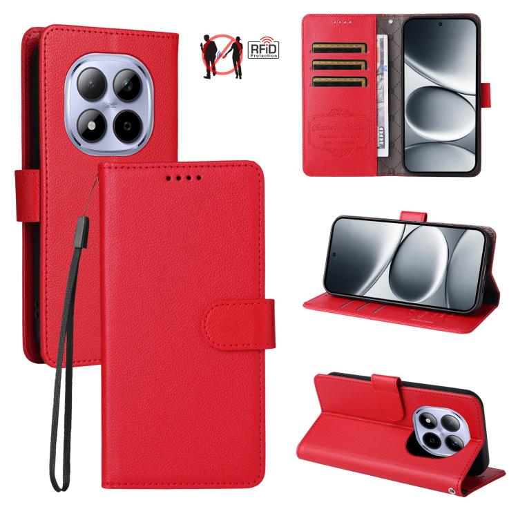 Litchi Texture RFID Blocking 3-Card Wallet Leather Phone Case, For Redmi 15a 5G, For Redmi Turbo 5 Max 5G / Poco X8 Pro Max 5G, For Redmi Turbo 5 5G / Poco X8 Pro 5G, For Redmi Note 15 Pro+ 5G Global 163.3mm, For Redmi Note 15 4G / 5G Global 164mm     ...