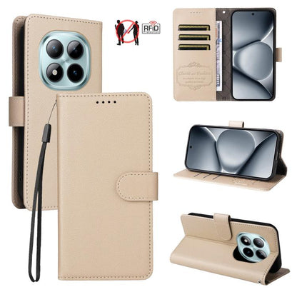 Litchi Texture RFID Blocking 3-Card Wallet Leather Phone Case, For Redmi 15a 5G, For Redmi Turbo 5 Max 5G / Poco X8 Pro Max 5G, For Redmi Turbo 5 5G / Poco X8 Pro 5G, For Redmi Note 15 Pro+ 5G Global 163.3mm, For Redmi Note 15 4G / 5G Global 164mm     ...