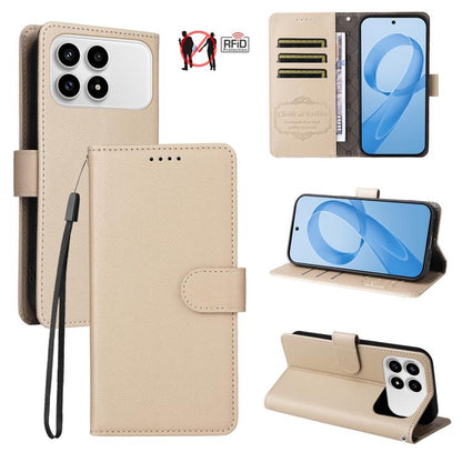 Litchi Texture RFID Blocking 3-Card Wallet Leather Phone Case, For Redmi 15a 5G, For Redmi Turbo 5 Max 5G / Poco X8 Pro Max 5G, For Redmi Turbo 5 5G / Poco X8 Pro 5G, For Redmi Note 15 Pro+ 5G Global 163.3mm, For Redmi Note 15 4G / 5G Global 164mm     ...