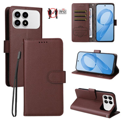 Litchi Texture RFID Blocking 3-Card Wallet Leather Phone Case, For Redmi 15a 5G, For Redmi Turbo 5 Max 5G / Poco X8 Pro Max 5G, For Redmi Turbo 5 5G / Poco X8 Pro 5G, For Redmi Note 15 Pro+ 5G Global 163.3mm, For Redmi Note 15 4G / 5G Global 164mm     ...