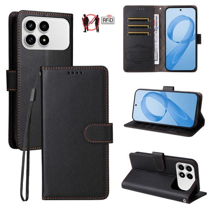 Litchi Texture RFID Blocking 3-Card Wallet Leather Phone Case, For Redmi 15a 5G, For Redmi Turbo 5 Max 5G / Poco X8 Pro Max 5G, For Redmi Turbo 5 5G / Poco X8 Pro 5G, For Redmi Note 15 Pro+ 5G Global 163.3mm, For Redmi Note 15 4G / 5G Global 164mm     ...