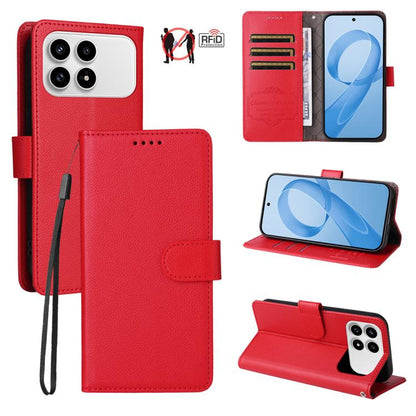 Litchi Texture RFID Blocking 3-Card Wallet Leather Phone Case, For Redmi 15a 5G, For Redmi Turbo 5 Max 5G / Poco X8 Pro Max 5G, For Redmi Turbo 5 5G / Poco X8 Pro 5G, For Redmi Note 15 Pro+ 5G Global 163.3mm, For Redmi Note 15 4G / 5G Global 164mm     ...