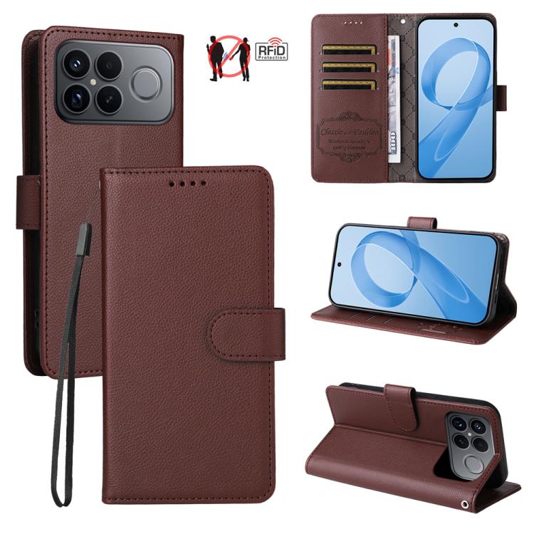 Litchi Texture RFID Blocking 3-Card Wallet Leather Phone Case, For Redmi 15a 5G, For Redmi Turbo 5 Max 5G / Poco X8 Pro Max 5G, For Redmi Turbo 5 5G / Poco X8 Pro 5G, For Redmi Note 15 Pro+ 5G Global 163.3mm, For Redmi Note 15 4G / 5G Global 164mm     ...