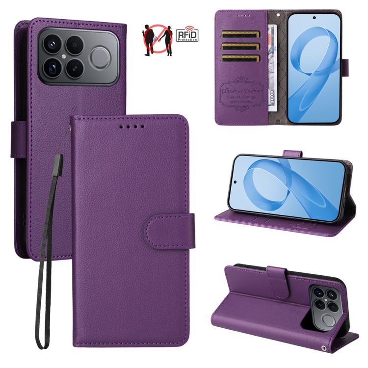 Litchi Texture RFID Blocking 3-Card Wallet Leather Phone Case, For Redmi 15a 5G, For Redmi Turbo 5 Max 5G / Poco X8 Pro Max 5G, For Redmi Turbo 5 5G / Poco X8 Pro 5G, For Redmi Note 15 Pro+ 5G Global 163.3mm, For Redmi Note 15 4G / 5G Global 164mm     ...