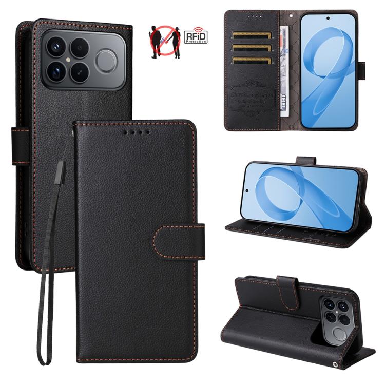 Litchi Texture RFID Blocking 3-Card Wallet Leather Phone Case, For Redmi 15a 5G, For Redmi Turbo 5 Max 5G / Poco X8 Pro Max 5G, For Redmi Turbo 5 5G / Poco X8 Pro 5G, For Redmi Note 15 Pro+ 5G Global 163.3mm, For Redmi Note 15 4G / 5G Global 164mm     ...