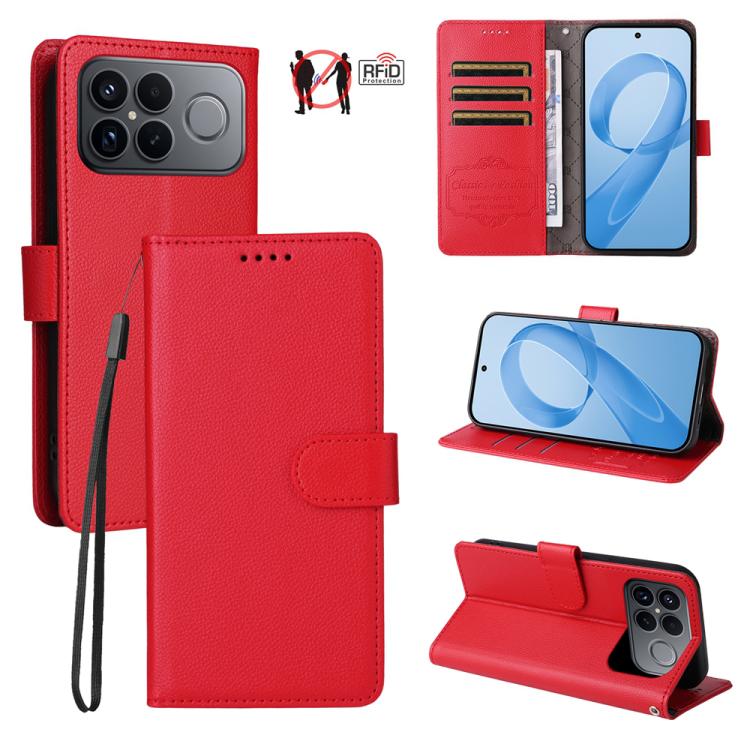 Litchi Texture RFID Blocking 3-Card Wallet Leather Phone Case, For Redmi 15a 5G, For Redmi Turbo 5 Max 5G / Poco X8 Pro Max 5G, For Redmi Turbo 5 5G / Poco X8 Pro 5G, For Redmi Note 15 Pro+ 5G Global 163.3mm, For Redmi Note 15 4G / 5G Global 164mm     ...