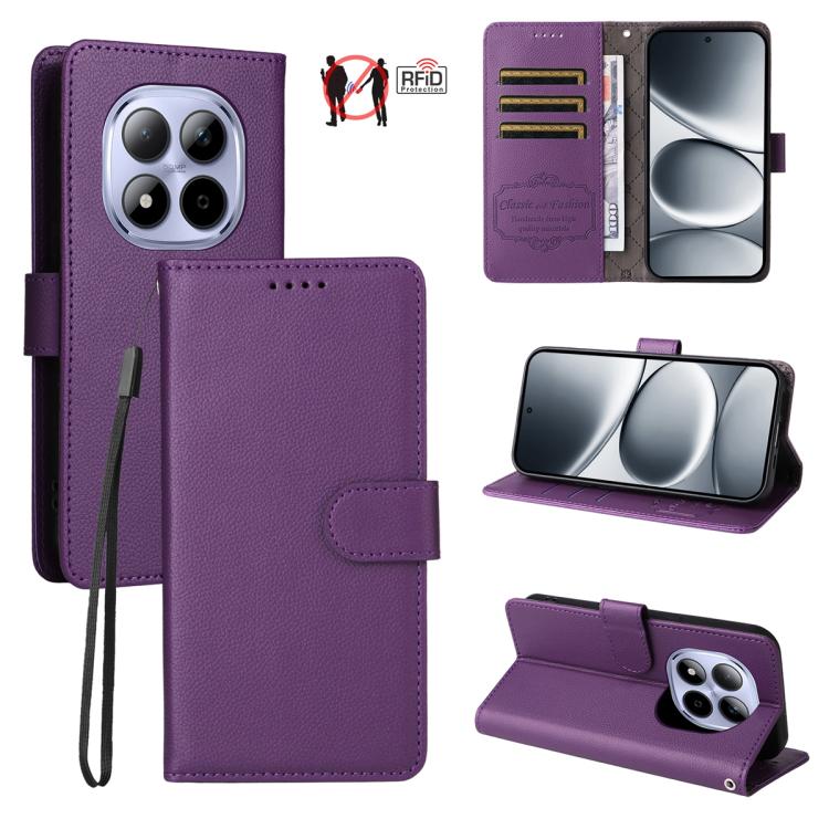 Litchi Texture RFID Blocking 3-Card Wallet Leather Phone Case, For Redmi 15a 5G, For Redmi Turbo 5 Max 5G / Poco X8 Pro Max 5G, For Redmi Turbo 5 5G / Poco X8 Pro 5G, For Redmi Note 15 Pro+ 5G Global 163.3mm, For Redmi Note 15 4G / 5G Global 164mm     ...