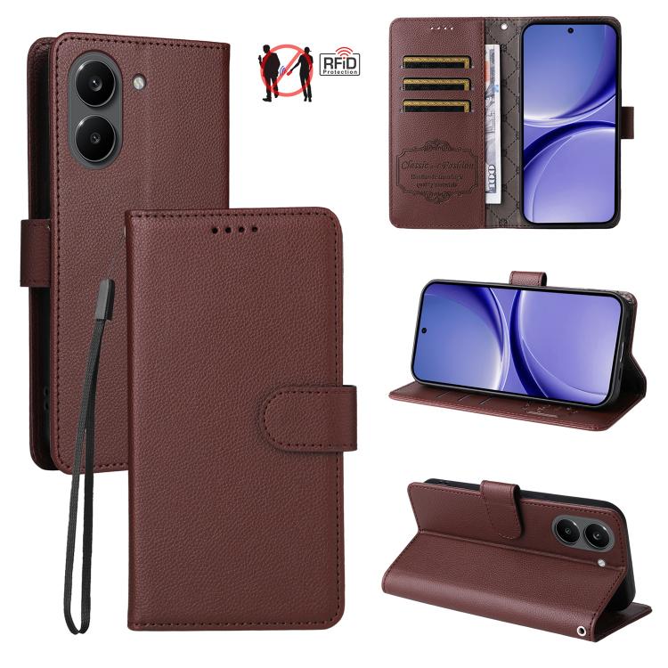 Litchi Texture RFID Blocking 3-Card Wallet Leather Phone Case, For Redmi 15a 5G, For Redmi Turbo 5 Max 5G / Poco X8 Pro Max 5G, For Redmi Turbo 5 5G / Poco X8 Pro 5G, For Redmi Note 15 Pro+ 5G Global 163.3mm, For Redmi Note 15 4G / 5G Global 164mm     ...