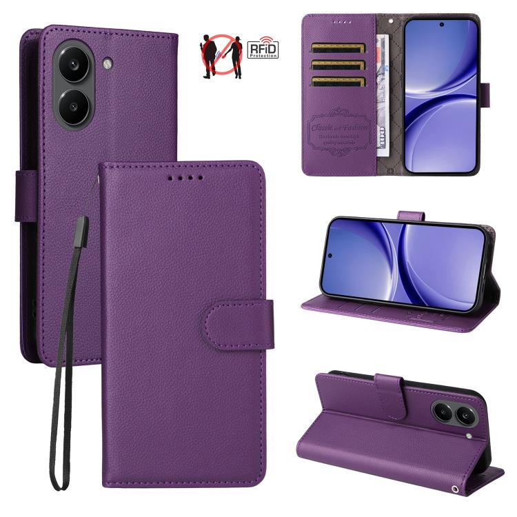 Litchi Texture RFID Blocking 3-Card Wallet Leather Phone Case, For Redmi 15a 5G, For Redmi Turbo 5 Max 5G / Poco X8 Pro Max 5G, For Redmi Turbo 5 5G / Poco X8 Pro 5G, For Redmi Note 15 Pro+ 5G Global 163.3mm, For Redmi Note 15 4G / 5G Global 164mm     ...
