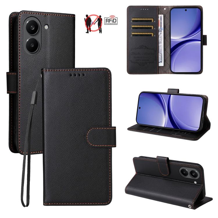 Litchi Texture RFID Blocking 3-Card Wallet Leather Phone Case, For Redmi 15a 5G, For Redmi Turbo 5 Max 5G / Poco X8 Pro Max 5G, For Redmi Turbo 5 5G / Poco X8 Pro 5G, For Redmi Note 15 Pro+ 5G Global 163.3mm, For Redmi Note 15 4G / 5G Global 164mm     ...