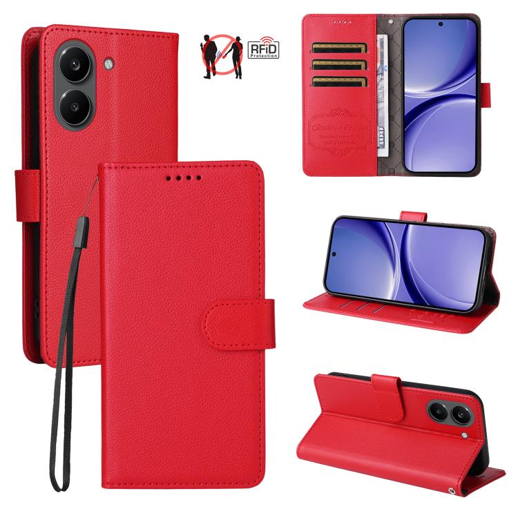 Litchi Texture RFID Blocking 3-Card Wallet Leather Phone Case, For Redmi 15a 5G, For Redmi Turbo 5 Max 5G / Poco X8 Pro Max 5G, For Redmi Turbo 5 5G / Poco X8 Pro 5G, For Redmi Note 15 Pro+ 5G Global 163.3mm, For Redmi Note 15 4G / 5G Global 164mm     ...