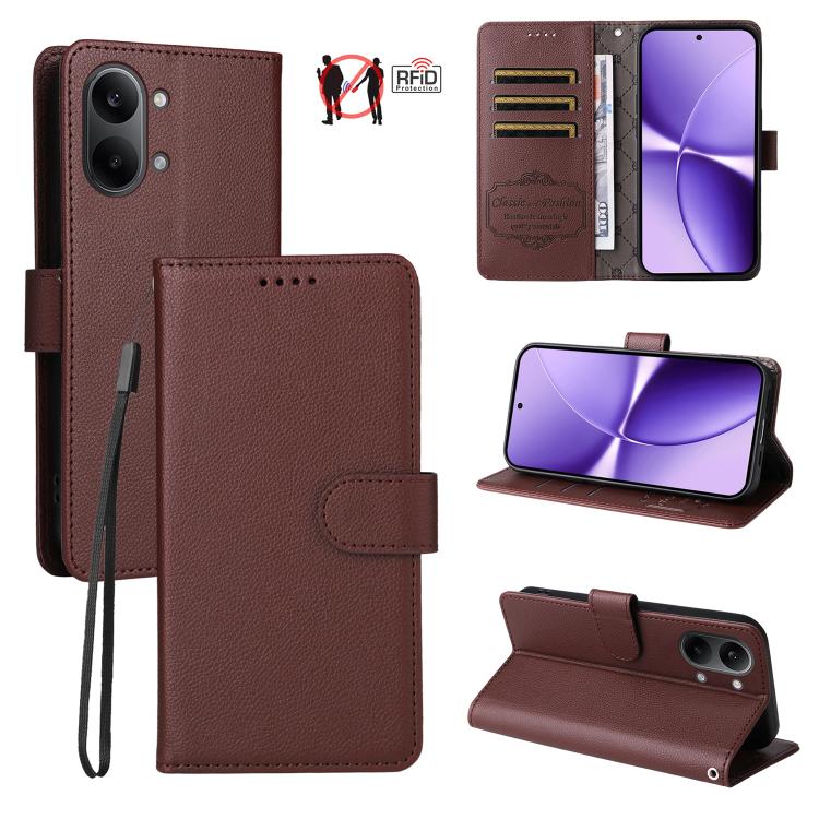 Litchi Texture RFID Blocking 3-Card Wallet Leather Phone Case, For Redmi 15a 5G, For Redmi Turbo 5 Max 5G / Poco X8 Pro Max 5G, For Redmi Turbo 5 5G / Poco X8 Pro 5G, For Redmi Note 15 Pro+ 5G Global 163.3mm, For Redmi Note 15 4G / 5G Global 164mm     ...
