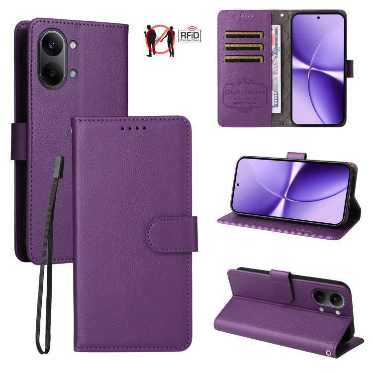 Litchi Texture RFID Blocking 3-Card Wallet Leather Phone Case, For Redmi 15a 5G, For Redmi Turbo 5 Max 5G / Poco X8 Pro Max 5G, For Redmi Turbo 5 5G / Poco X8 Pro 5G, For Redmi Note 15 Pro+ 5G Global 163.3mm, For Redmi Note 15 4G / 5G Global 164mm     ...