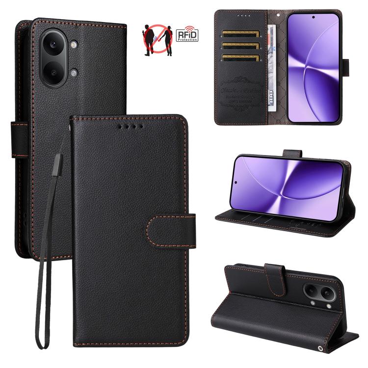 Litchi Texture RFID Blocking 3-Card Wallet Leather Phone Case, For Redmi 15a 5G, For Redmi Turbo 5 Max 5G / Poco X8 Pro Max 5G, For Redmi Turbo 5 5G / Poco X8 Pro 5G, For Redmi Note 15 Pro+ 5G Global 163.3mm, For Redmi Note 15 4G / 5G Global 164mm     ...
