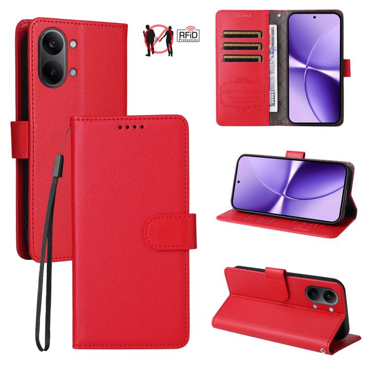 Litchi Texture RFID Blocking 3-Card Wallet Leather Phone Case, For Redmi 15a 5G, For Redmi Turbo 5 Max 5G / Poco X8 Pro Max 5G, For Redmi Turbo 5 5G / Poco X8 Pro 5G, For Redmi Note 15 Pro+ 5G Global 163.3mm, For Redmi Note 15 4G / 5G Global 164mm     ...