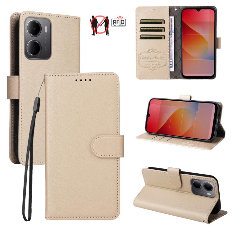 Litchi Texture RFID Blocking 3-Card Wallet Leather Phone Case, For Redmi Note 17 5G / 4G Global 171mm, For Redmi Note 17 Pro+ 5G Global 163mm, For Redmi 17 5G / 4G Global 170mm, For Redmi 15a 5G, For Redmi Turbo 5 Max 5G / Poco X8 Pro Max 5G           ...