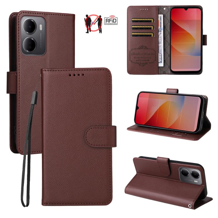 Litchi Texture RFID Blocking 3-Card Wallet Leather Phone Case, For Redmi Note 17 5G / 4G Global 171mm, For Redmi Note 17 Pro+ 5G Global 163mm, For Redmi 17 5G / 4G Global 170mm, For Redmi 15a 5G, For Redmi Turbo 5 Max 5G / Poco X8 Pro Max 5G           ...