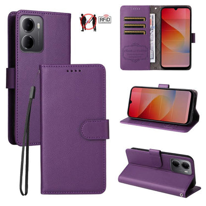 Litchi Texture RFID Blocking 3-Card Wallet Leather Phone Case, For Redmi 15a 5G, For Redmi Turbo 5 Max 5G / Poco X8 Pro Max 5G, For Redmi Turbo 5 5G / Poco X8 Pro 5G, For Redmi Note 15 Pro+ 5G Global 163.3mm, For Redmi Note 15 4G / 5G Global 164mm     ...