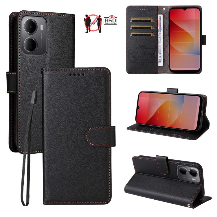 Litchi Texture RFID Blocking 3-Card Wallet Leather Phone Case, For Redmi 15a 5G, For Redmi Turbo 5 Max 5G / Poco X8 Pro Max 5G, For Redmi Turbo 5 5G / Poco X8 Pro 5G, For Redmi Note 15 Pro+ 5G Global 163.3mm, For Redmi Note 15 4G / 5G Global 164mm     ...