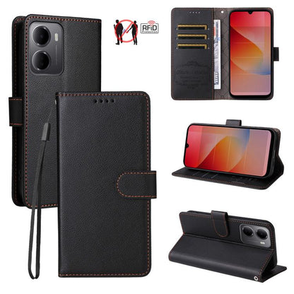 Litchi Texture RFID Blocking 3-Card Wallet Leather Phone Case, For Redmi 15a 5G, For Redmi Turbo 5 Max 5G / Poco X8 Pro Max 5G, For Redmi Turbo 5 5G / Poco X8 Pro 5G, For Redmi Note 15 Pro+ 5G Global 163.3mm, For Redmi Note 15 4G / 5G Global 164mm     ...