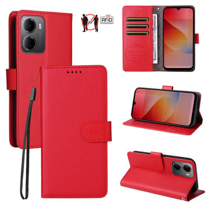 Litchi Texture RFID Blocking 3-Card Wallet Leather Phone Case, For Redmi 15a 5G, For Redmi Turbo 5 Max 5G / Poco X8 Pro Max 5G, For Redmi Turbo 5 5G / Poco X8 Pro 5G, For Redmi Note 15 Pro+ 5G Global 163.3mm, For Redmi Note 15 4G / 5G Global 164mm     ...