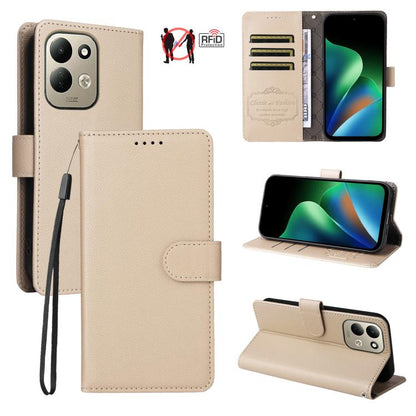 Litchi Texture RFID Blocking 3-Card Wallet Leather Phone Case, For Redmi Note 17 5G / 4G Global 171mm, For Redmi Note 17 Pro+ 5G Global 163mm, For Redmi 17 5G / 4G Global 170mm, For Redmi 15a 5G, For Redmi Turbo 5 Max 5G / Poco X8 Pro Max 5G           ...