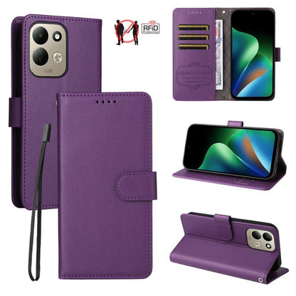 Litchi Texture RFID Blocking 3-Card Wallet Leather Phone Case, For Redmi Note 17 5G / 4G Global 171mm, For Redmi Note 17 Pro+ 5G Global 163mm, For Redmi 17 5G / 4G Global 170mm, For Redmi 15a 5G, For Redmi Turbo 5 Max 5G / Poco X8 Pro Max 5G           ...