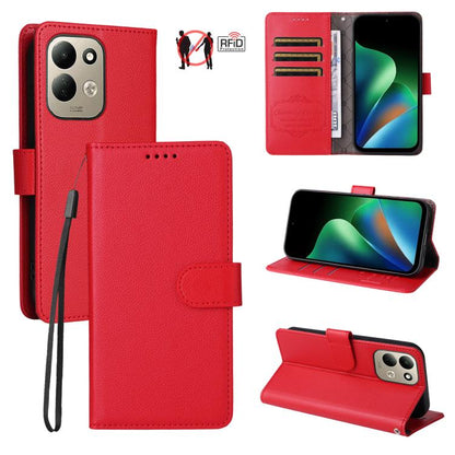 Litchi Texture RFID Blocking 3-Card Wallet Leather Phone Case, For Redmi Note 17 5G / 4G Global 171mm, For Redmi Note 17 Pro+ 5G Global 163mm, For Redmi 17 5G / 4G Global 170mm, For Redmi 15a 5G, For Redmi Turbo 5 Max 5G / Poco X8 Pro Max 5G           ...