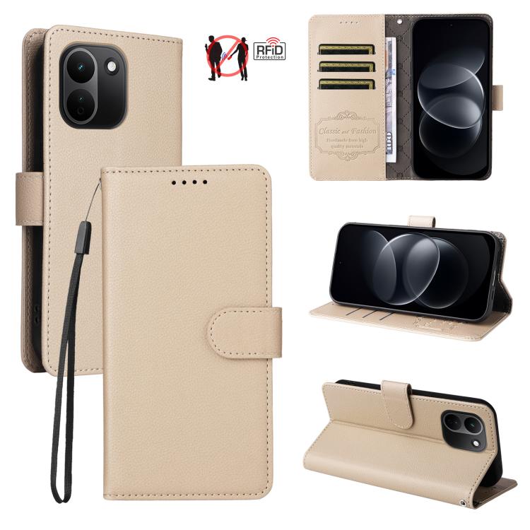 Litchi Texture RFID Blocking 3-Card Wallet Leather Phone Case, For Redmi Note 17 5G / 4G Global 171mm, For Redmi Note 17 Pro+ 5G Global 163mm, For Redmi 17 5G / 4G Global 170mm, For Redmi 15a 5G, For Redmi Turbo 5 Max 5G / Poco X8 Pro Max 5G           ...