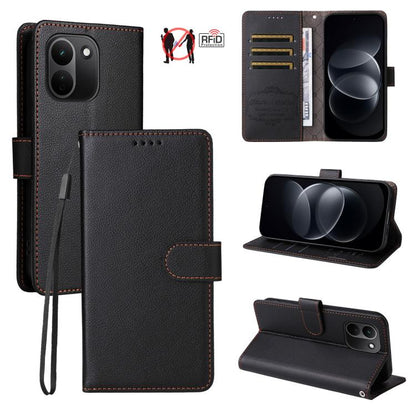 Litchi Texture RFID Blocking 3-Card Wallet Leather Phone Case, For Redmi Note 17 5G / 4G Global 171mm, For Redmi Note 17 Pro+ 5G Global 163mm, For Redmi 17 5G / 4G Global 170mm, For Redmi 15a 5G, For Redmi Turbo 5 Max 5G / Poco X8 Pro Max 5G           ...