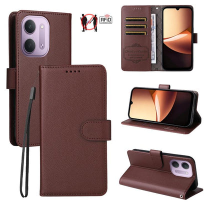 Litchi Texture RFID Blocking 3-Card Wallet Leather Phone Case, For Redmi Note 17 5G / 4G Global 169.7mm, For Redmi 17C 5G, For Redmi Note 17 Pro+ 5G Global 163.4mm, For Redmi 17 5G / 4G Global 170mm, For Redmi K90 Max 5G / K90 Ultra 5G, For Redmi 15a 5...