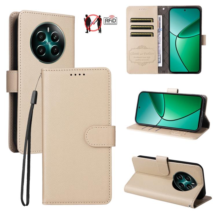 Litchi Texture RFID Blocking 3-Card Wallet Leather Phone Case, For Realme 16 Pro+ 5G, For Realme 16 Pro 5G, For Realme 15x 5G India / Realme C85 5G, For Realme C85 Pro 4G, For Realme 15T 5G, For Realme Narzo 80 Lite 4G / C71 India                      ...