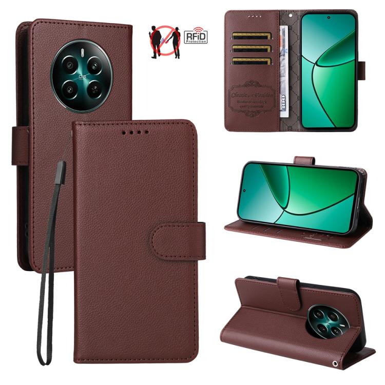 Litchi Texture RFID Blocking 3-Card Wallet Leather Phone Case, For Realme 16 Pro+ 5G, For Realme 16 Pro 5G, For Realme 15x 5G India / Realme C85 5G, For Realme C85 Pro 4G, For Realme 15T 5G, For Realme Narzo 80 Lite 4G / C71 India                      ...