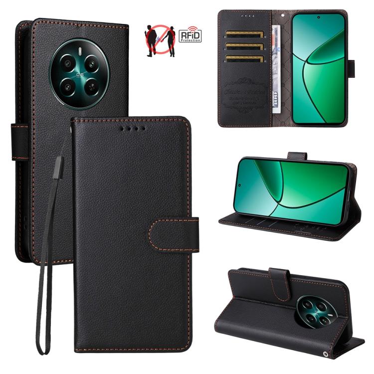 Litchi Texture RFID Blocking 3-Card Wallet Leather Phone Case, For Realme 16 Pro+ 5G, For Realme 16 Pro 5G, For Realme 15x 5G India / Realme C85 5G, For Realme C85 Pro 4G, For Realme 15T 5G, For Realme Narzo 80 Lite 4G / C71 India                      ...