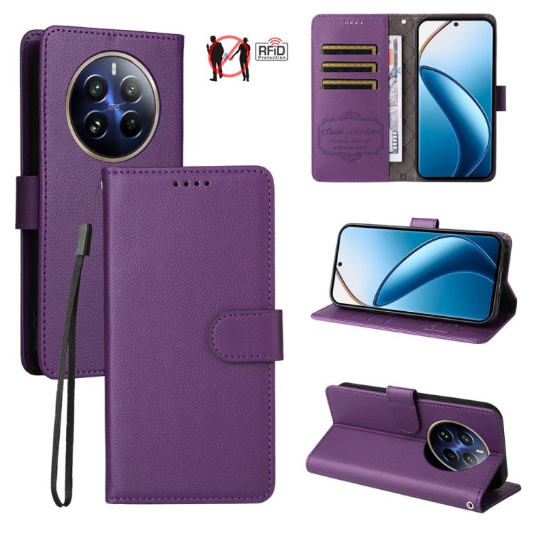 Litchi Texture RFID Blocking 3-Card Wallet Leather Phone Case, For Realme 16 Pro+ 5G, For Realme 16 Pro 5G, For Realme 15x 5G India / Realme C85 5G, For Realme C85 Pro 4G, For Realme 15T 5G, For Realme Narzo 80 Lite 4G / C71 India                      ...