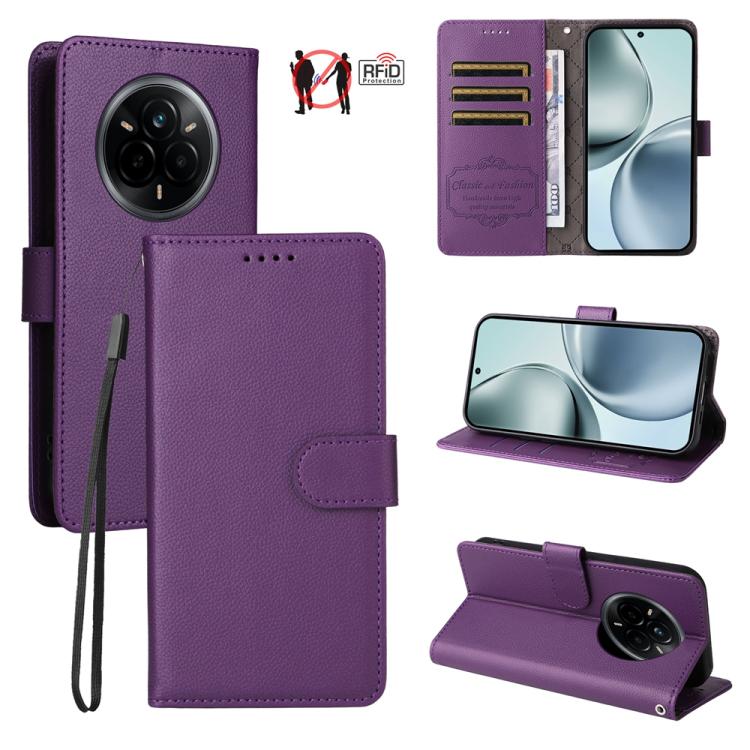 Litchi Texture RFID Blocking 3-Card Wallet Leather Phone Case, For Realme 16 Pro+ 5G, For Realme 16 Pro 5G, For Realme 15x 5G India / Realme C85 5G, For Realme C85 Pro 4G, For Realme 15T 5G, For Realme Narzo 80 Lite 4G / C71 India                      ...