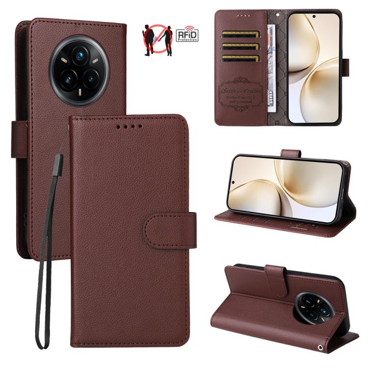 Litchi Texture RFID Blocking 3-Card Wallet Leather Phone Case, For Realme 16 Pro+ 5G, For Realme 16 Pro 5G, For Realme 15x 5G India / Realme C85 5G, For Realme C85 Pro 4G, For Realme 15T 5G, For Realme Narzo 80 Lite 4G / C71 India                      ...